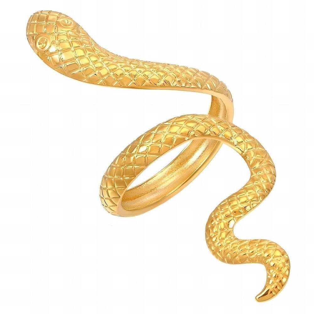 Gold Plated Snake Ring Size 8 Stainless Steel Adjustable Wrap Ring